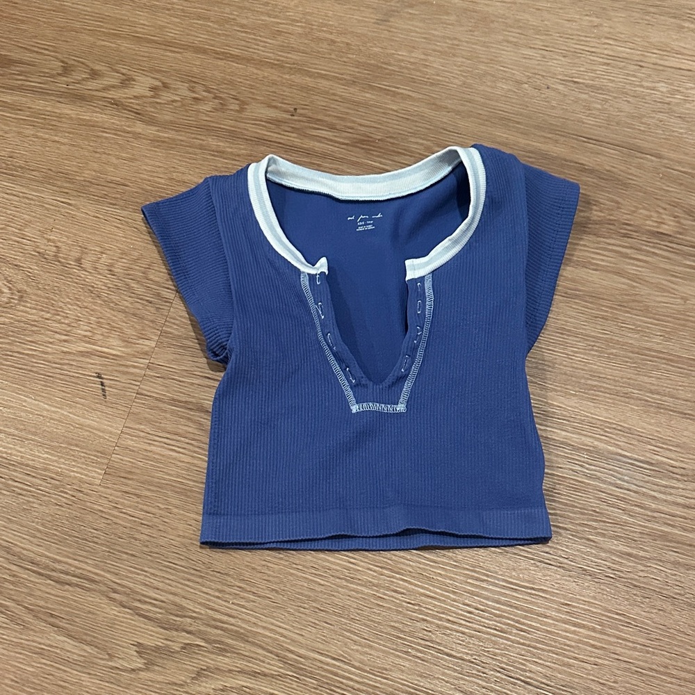 Urban Outfitters Blue and White Crop Top